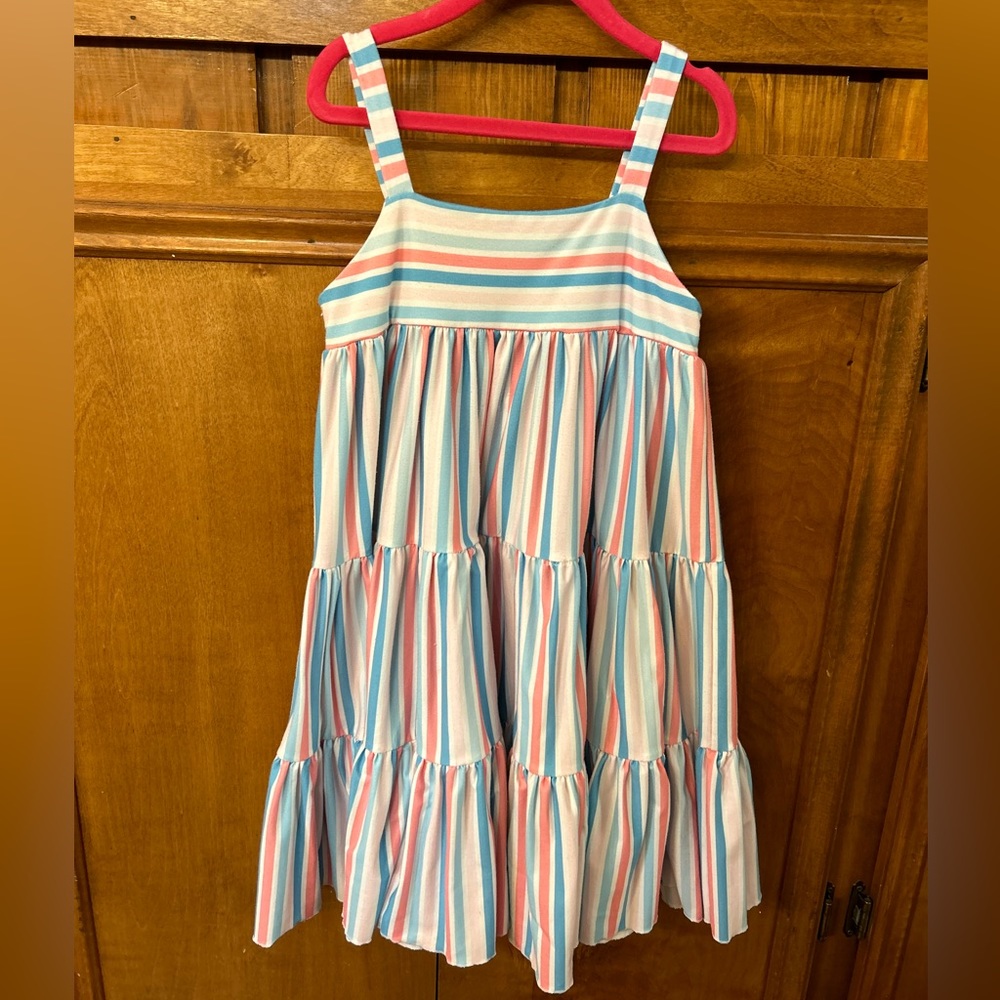 Girls Sleeveless Striped Dress - Size 7